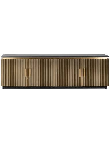 Ironville tvbord i messing og marmor B200 cm - Børstet messing/Sort marmor