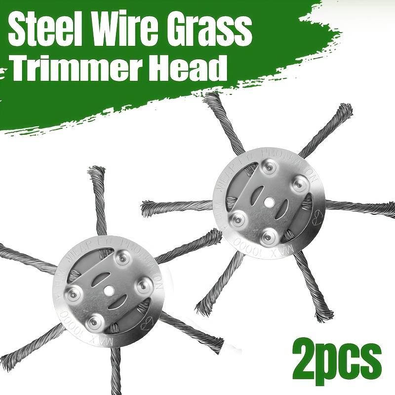 2 Pack Steel Wire Grass Trimmer Head, 6 Inches Universal Wire Weed Trimmer Head Metal Head Durable And Wear-resistant Steel Wire Grass Trimmer Head