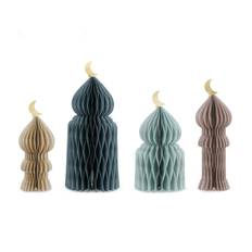 4 stk. Eid Mubarak papirhonningkager i farvemiks, 22.5-33.5 cm – nemt og festligt setup
