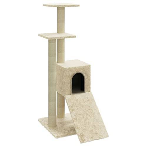 Tidyard Kattträd med klösträd i Sisal, Klösträ för katter, Klöpringstolpe Katt, Träd Klöprål Katt Spelleksak, Klösträd för katter, gräddfil 92 cm