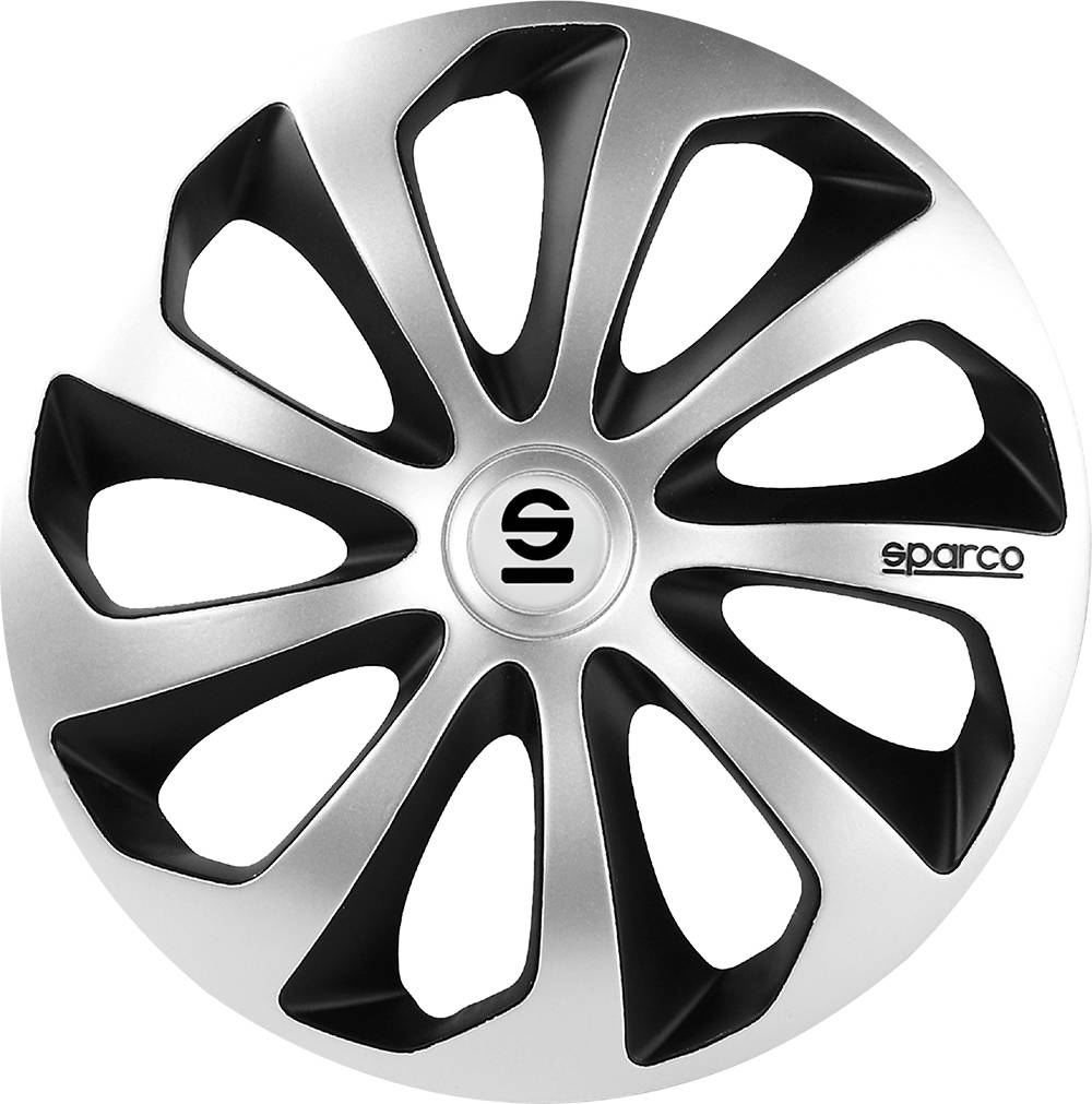 Hjulkapsler 4 stk. - Sparco Sicilia Sølv/Sort - 15''