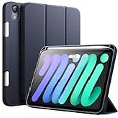 JETech Fodral för iPad mini (A17 Pro, 2024 Modell, 7:e Generationen) / mini 6 (2021 Modell, 6:e Generationen) med Pennhållare, Smal Tablett Case med Mjuk TPU Tillbaka (Marin)