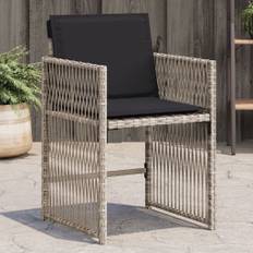 vidaXL havestole 4 stk. med hynder polyrattan lysegrå
