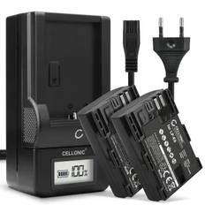 2x Ersättningsbatteri + laddare för uppladdningsbara kamerabatterier - Canon LP-E6, LP-E6NH, LP-E6N - batteri för Canon EOS 5D Mark IV, EOS 80D, EOS 7D, EOS 70D, EOS 5D Mark II, EOS 60D m.fl. - kamerabatteri om 2000mAh med lång batteritid inkl. effektiv k