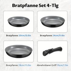 TEMU Pan Set With Removable Handle, Frying Pan Set With Ceramic Coating, Induction Pan Set For All , 20 + 24 + 28 Cm, Stackable Design, Dishwasher/oven Safe