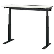 MITTZON skrivbord sitt/stå, elektrisk vit/svart, 140x60 cm