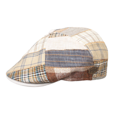 MJM Hats MJM Rebel Sixpence - Linen Beige Patchwork, 62 (XL) / Brun Beige / Sixpence