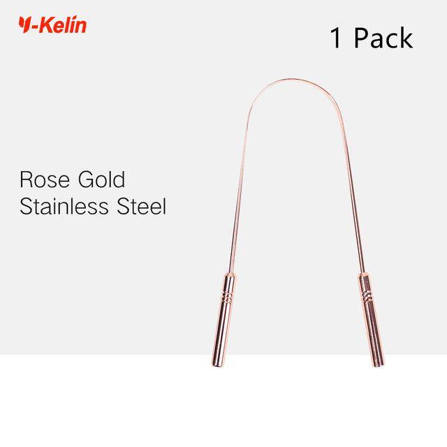 Y-Kelin 3 Colors Stainless Steel Tongue Scraper Fresh Breath Cleaning Coated Toothbrush for Oral Hygiene rosa guld färg