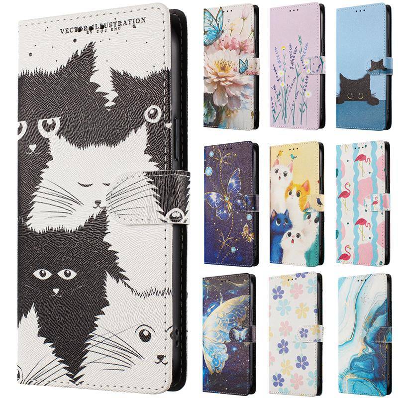 Fodral OPPO A6 Pro A3 A5 A6X Fodral för OPPO A60 A40 A80 A78 A58 A79 A38 A17 A57 A16 A15 Coque Målat Fodral Läder Telefonfodral