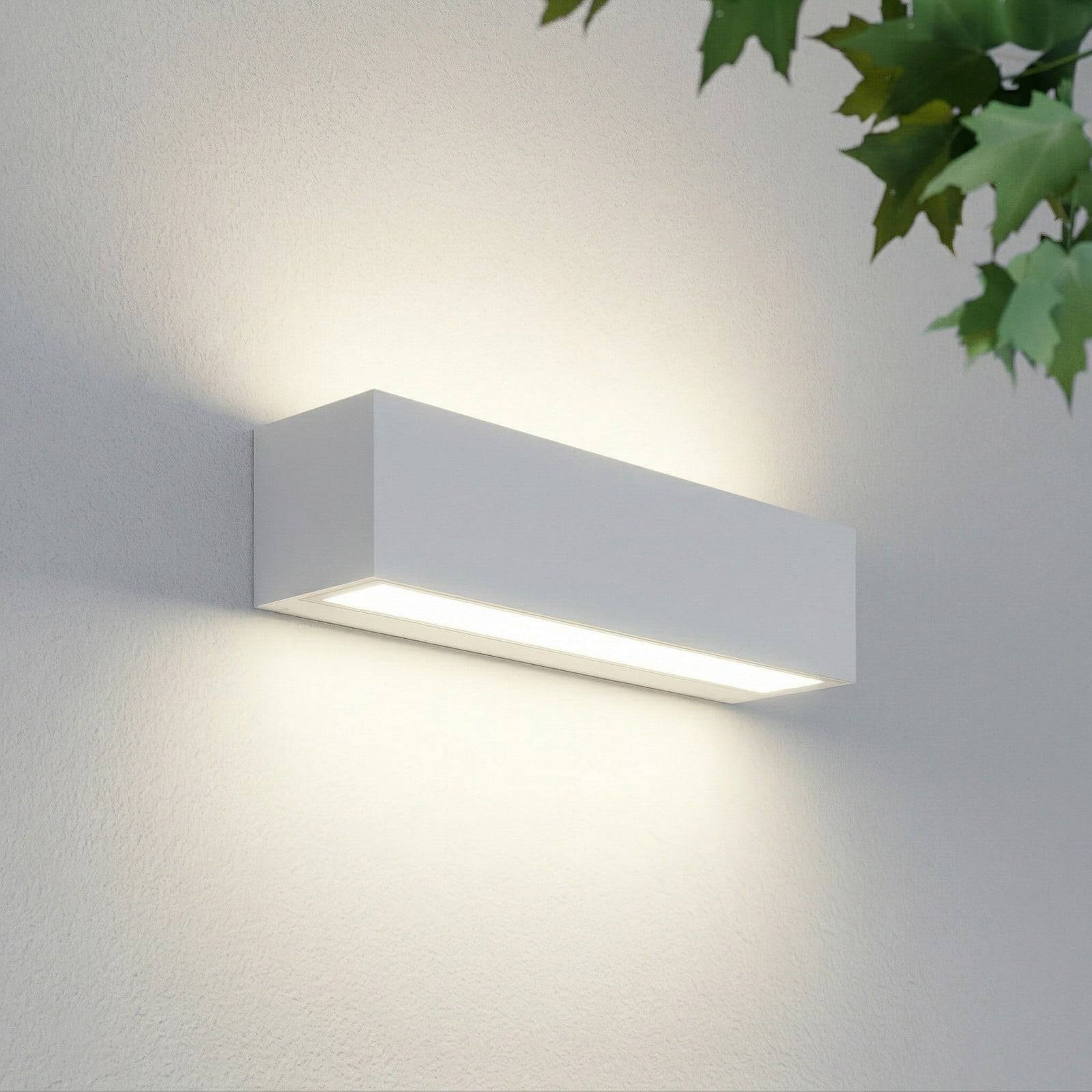 Lengo LED-utomhusvägglampa, 25 cm, vit, upp/ned, 3000 K Lucande, Lengo, Vit, Aluminium, Modern