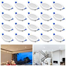 Hengmei Infällda LED-lampor 230 V Takspotlights, 20 x 5 W IP21, 400 lm, för Vardagsrum, Kök, Sovrum (Varm Vit)