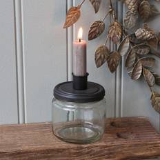 Lysestage m. holder i glas