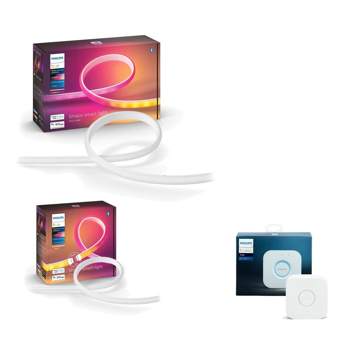 Philips Hue - Gradient Lightstrip 2m - Forlængelse & Bridge - Bundt - Fri fragt og klar til levering - Prismatch