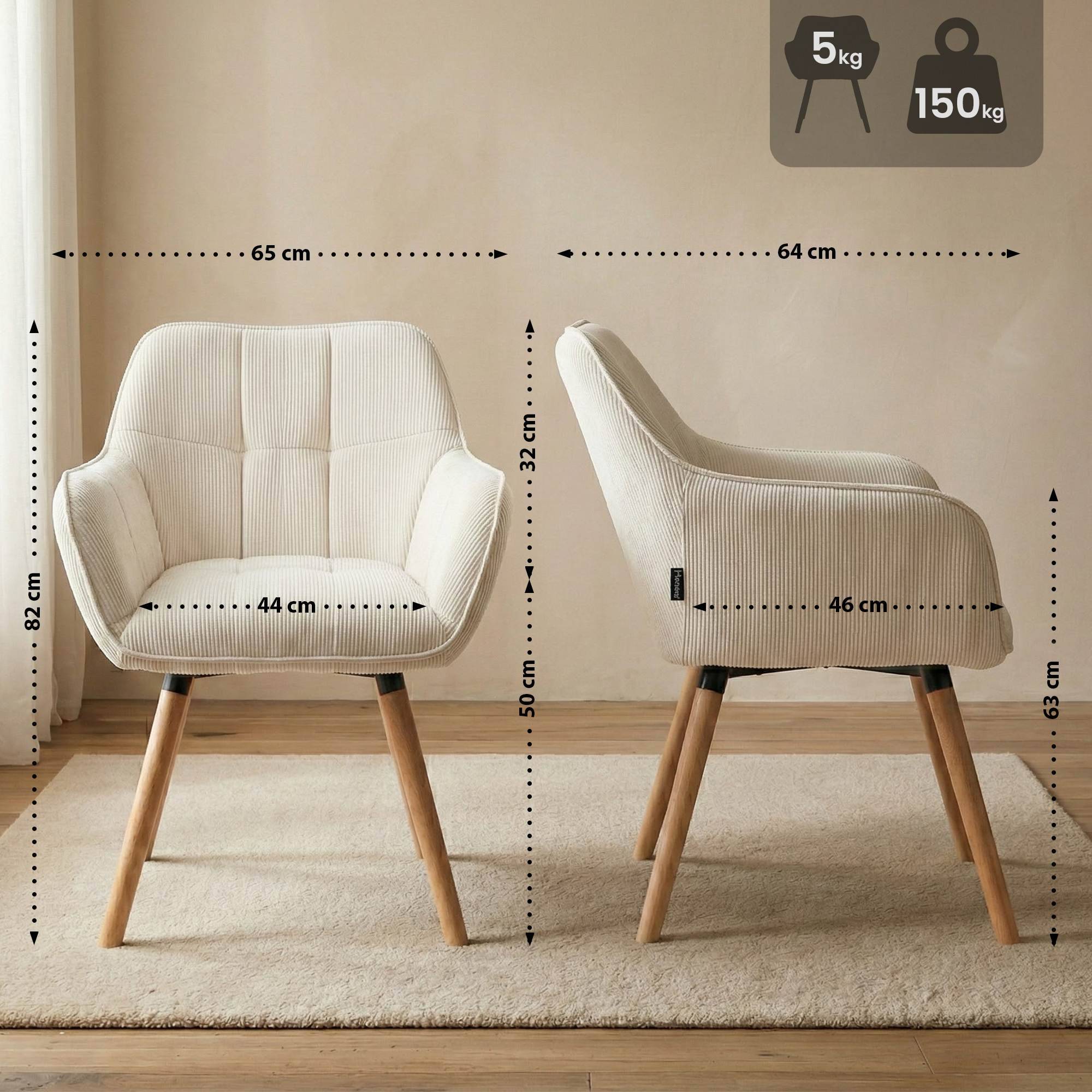 Spisestuestol Vienna Cord natura, creme