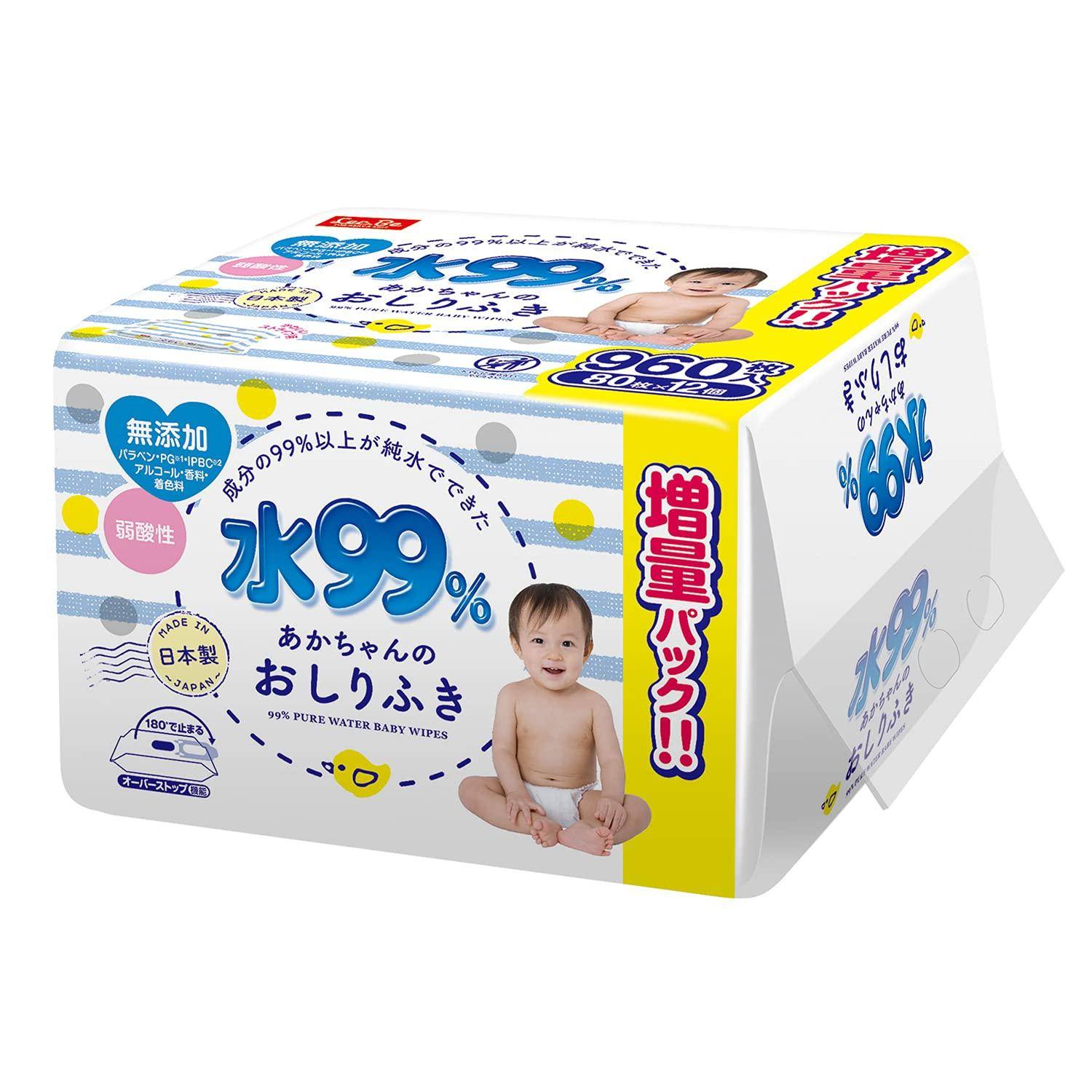 Pure Water Baby Care Pure Water Baby Wipes 80 x 12 Weakly Acidic Made in Japan 99% (960) vit