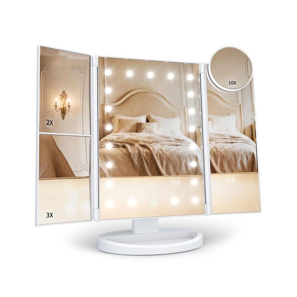 Makeup Mirror, Vanity Mirror with Lights,Touch Control, Trifold, Gifts for Women, Wife, Mom, Girls,Dorm Room