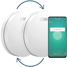 Aroha Smart Connect & Link Sammankopplade Brandvarnare WiFi - 10 års Batteri - Smart Rökdetektor av Tuya & Smartlife - 2 stycken