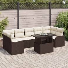 vidaXL Trädgårdsoffset 8 pcs Brun 100 x 55 x 73 cm Poly rattan