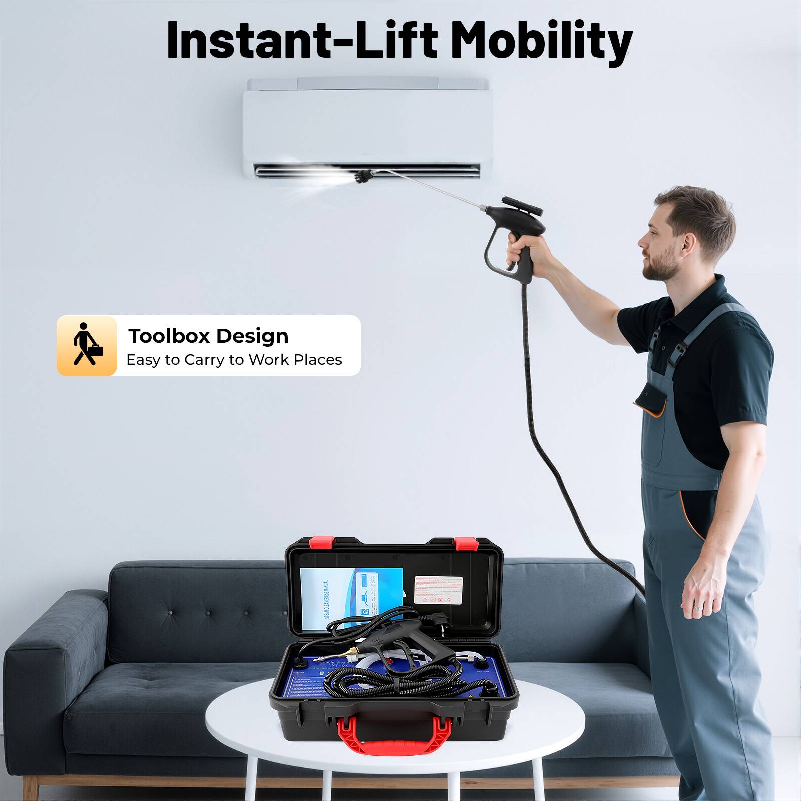 3000W Portable Steam Cleaner Wet & Dry 3-5bar High Pressure Steam Cleaner Air Conditioner Kitchen Hood Car Cleaning Machine