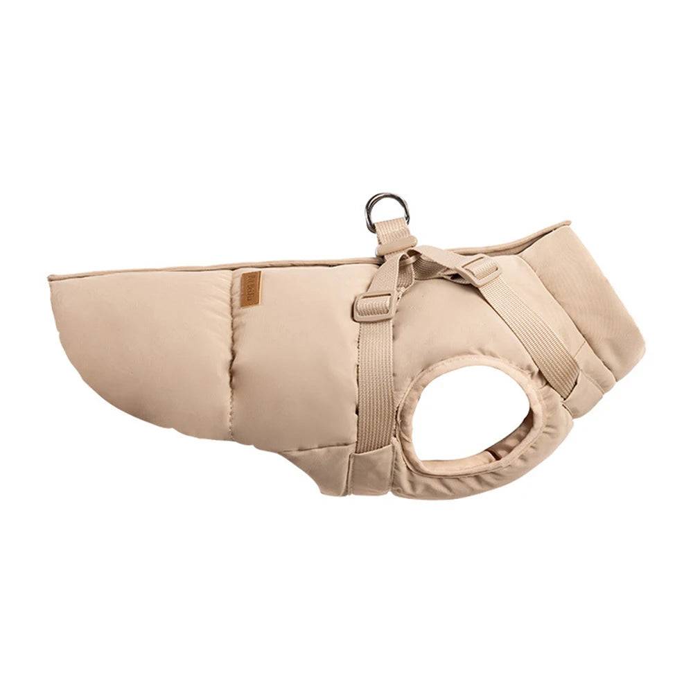 Padded Winter Dog Jacket with Built-In Harness - Khaki / XL / SPC (XL)