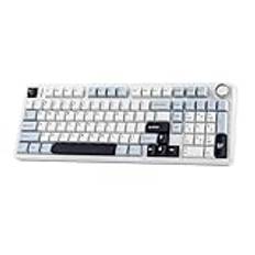 EPOMAKER X Aula F99 PRO Gaming-Tangentbord, Hot Swappable, anpassat tangentbord, 2,4 GHz/Typ-C/BT5.0 mekaniskt tangentbord med 8 000 mAh batteri, RGB-bakgrundsbelyst (blåvit, StarArrow-brytare)