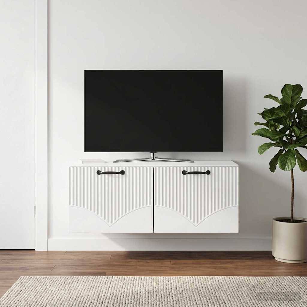 vidaXL Væghængt TV-skab Vægmonteret Hvid højglans 78,5 x 41 x 30 cm