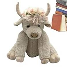 Yorajuy Highland Cow Plysch,Highland Cow Toy - 10-Highland Cow med musik - Bedtime Highland Cattle, Brown Yak gosedjur, Cow Plyschleksak, Farm Toy for Boys Girls