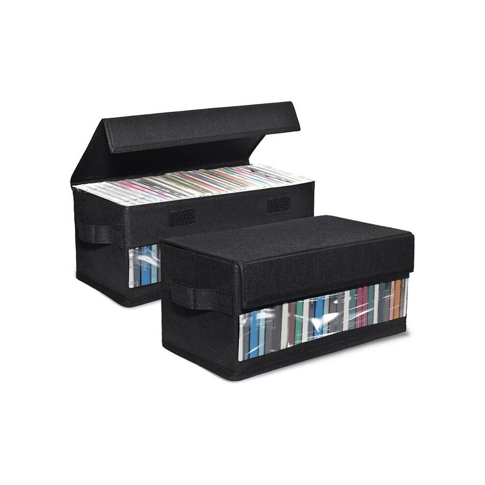 2-Pack CD-Förvaringslådor, CD-Fodralförvaring, Behållare Rymmer 32 CD-Skivor i Kompletta Jewelcases, 60 CD-Skivor i Tunna Fodral