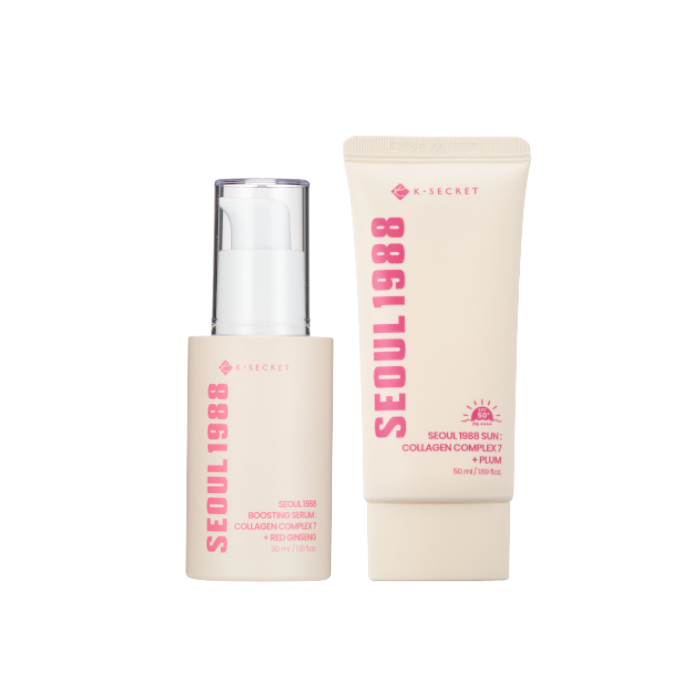 KSECRET - SEOUL 1988 Boosting Serum : Collagen Complex 7 + Red Ginseng - 30ml (1ea) & SEOUL 1988 Sun : Collagen Complex 7 +... - black