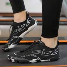 Men Women Treadmill Shoes, Indoor Fitness Sports Shoes, Driving Soft Bottom Shoes, Beach Couples Shoes, Men Fashion Sports Outdoor Shoes, Men Hiking Aqua Shoes, Trending Outdoor Cross-Border Hiking Shoes, Men Beach Shoes Wading Water Breathable Fitness Outdoor Five Fingers Fishing Swimming Beach Black White