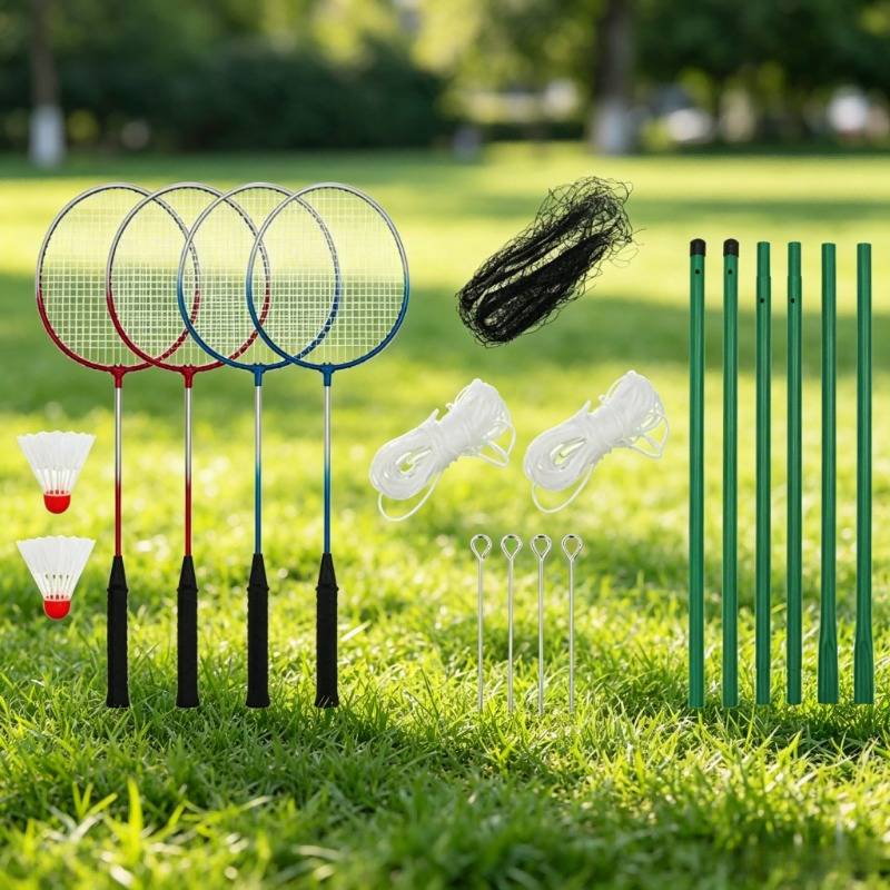 Badminton Set, with 4 Rackets And Net, 620 x 151 cm, Portable and Easy to Install, with Carry Bag, Suitable for Outdoor Sports, Backyard Games and Daily Entertainment, Backyard Game Indoor Outdoor Use