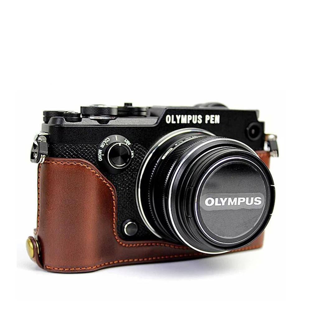 Helkropp exakt passform pu läder digital kamera väska påse för olympus pen-f penna f penf