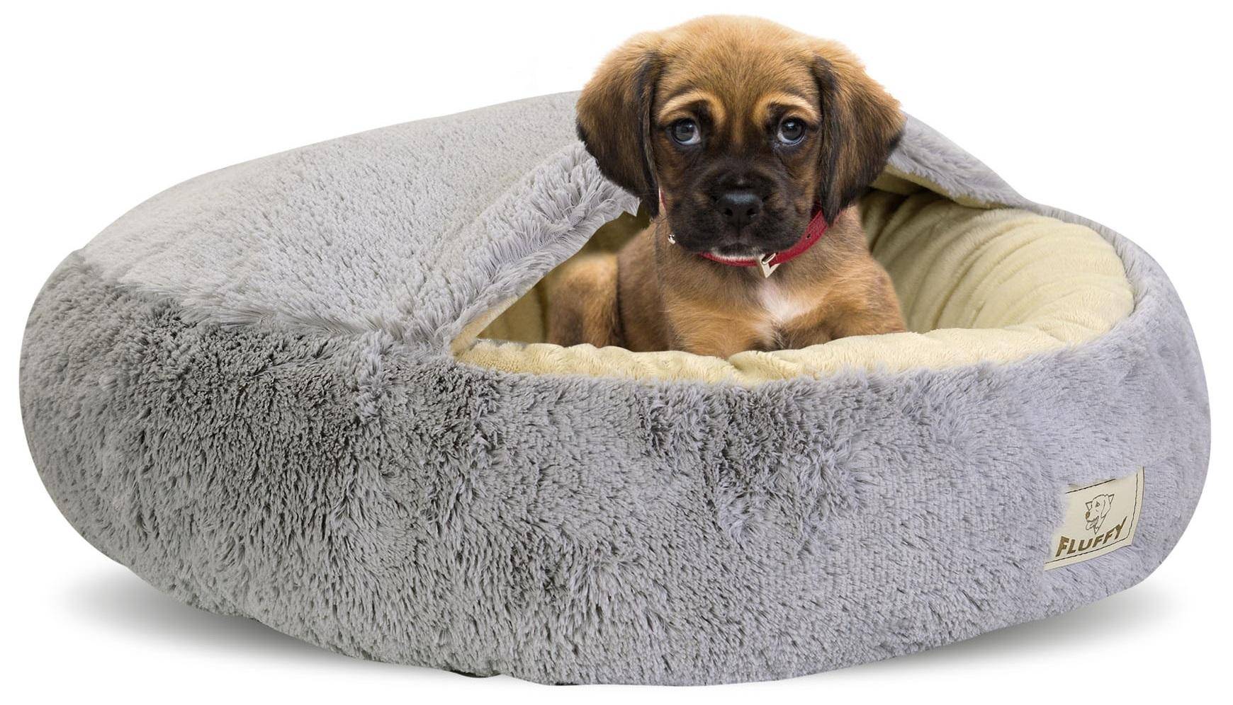 FLUFFY dog bed 80 cm light gray