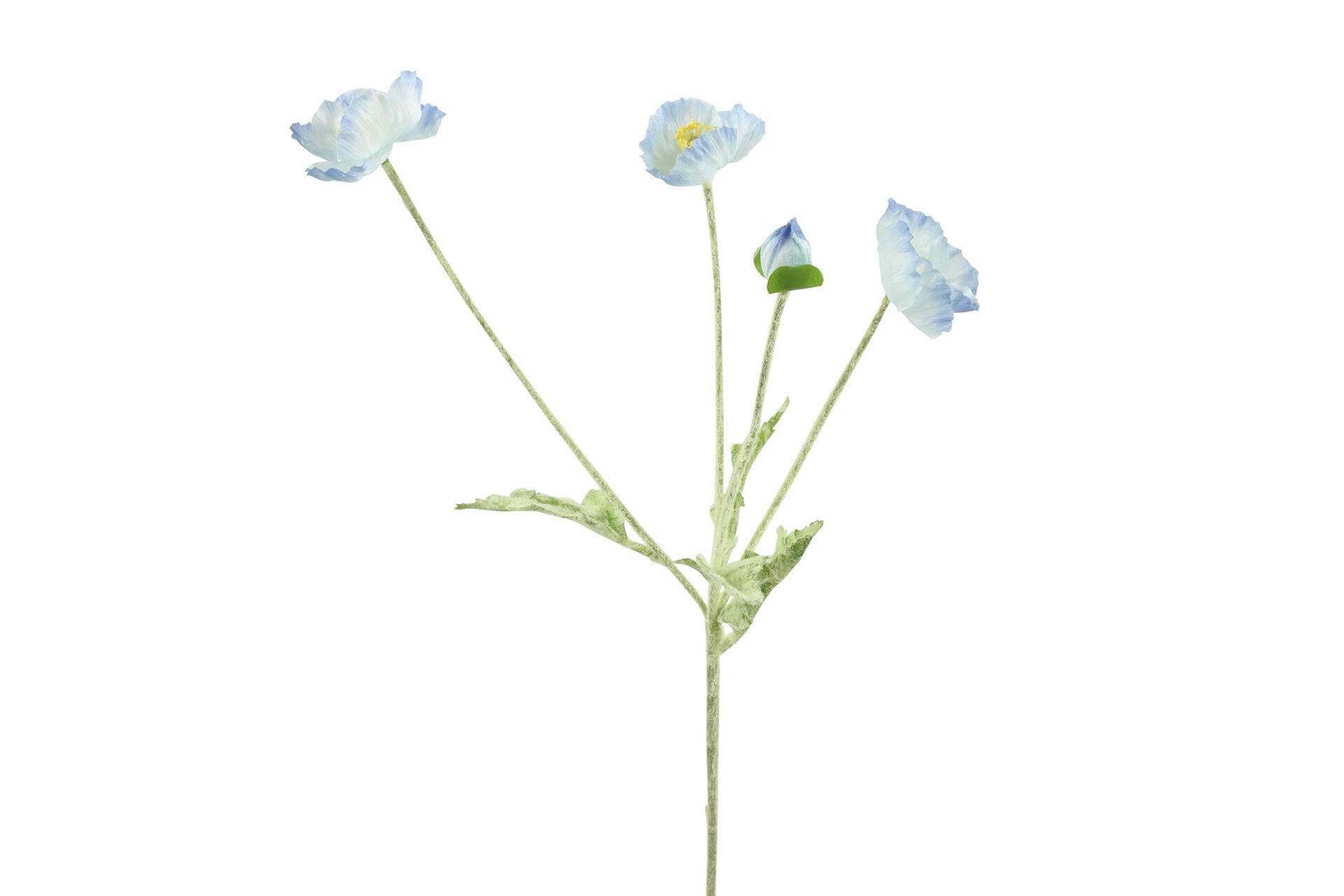 Kunstig Valmue Buket Lyseblå H61 cm