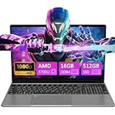 Auusda Laptop, 16GB DDR4 RAM, 512GB M2 PCIe NVMe SSD, AMD Ryzen7 5700U CPU, 15.6 Inch Full HD Notebook, Backlight Keyboard, Fingerprint Reader, HDMI, USB-C, Windows 11 Pro