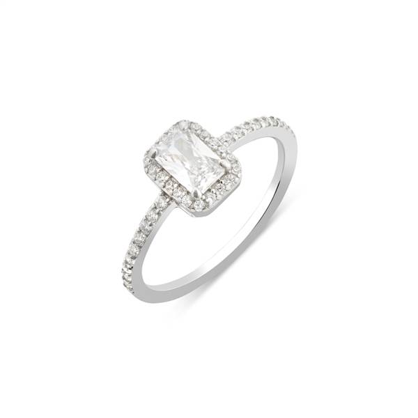 Argento Silver Radiant Halo Promise Ring - 62