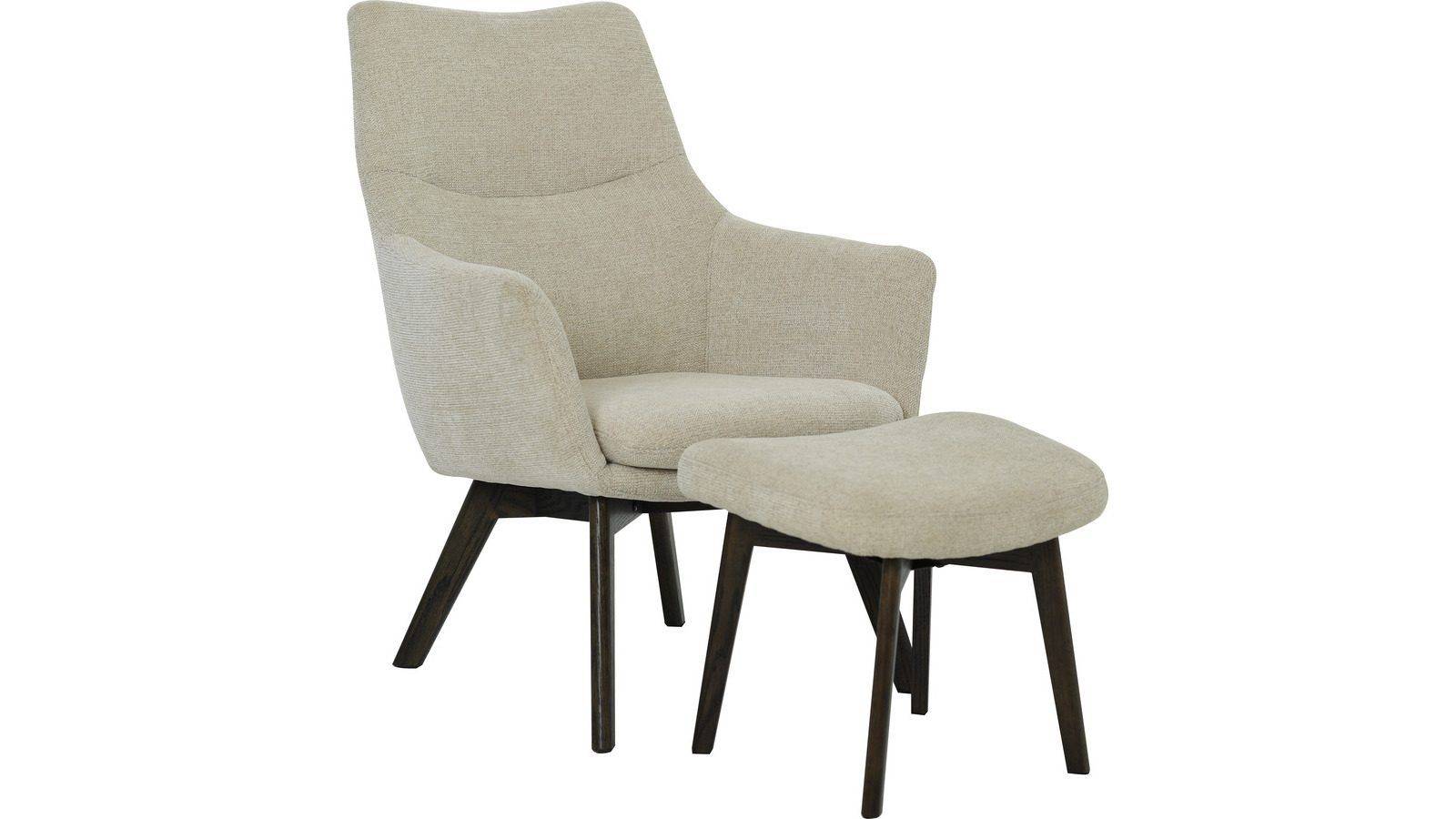 Halren Fåtölj med fotpall - creme Beige Massivt trä