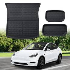 ECOZEN FOR Tesla Model Y 2021-2024 3D Bagagematta Halkfri skyddsmatta Allväder XPE Bagagemattor High Fit Halkfri Vattentät Heavy Duty Model Y Tillbehör 2021 2022 2023 2024