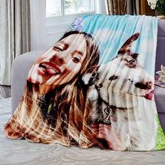1pc Customized Photo Blanket, Personalized Photo Fleece Blanket, Family Photo, Pet Photo, Couple Photo, Mother&#39;s Day, Family Blanket, Pet Blanket, Fat - Multicolor - 100*150,150*200,75*100,100*120,120*150