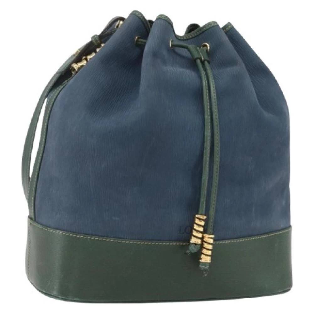 Loewe Pre-owned Pre-owned Læder Skuldertaske - Vintage - Dame - Blå - ONE SIZE - Uld