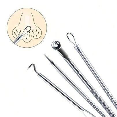 4/8/11 st/set med nålar för akne och pormaskar, borttagning av svarta fläckar för akne, hudvård för kvinnor, skönhet och aknevård, nålkrok för porreng - Silver