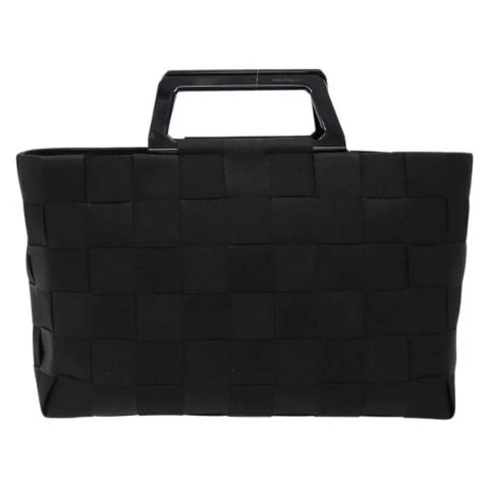 Salvatore Ferragamo Pre-owned Pre-owned canvas håndtasker - Vintage - Dame - Sort - ONE SIZE - Tyl