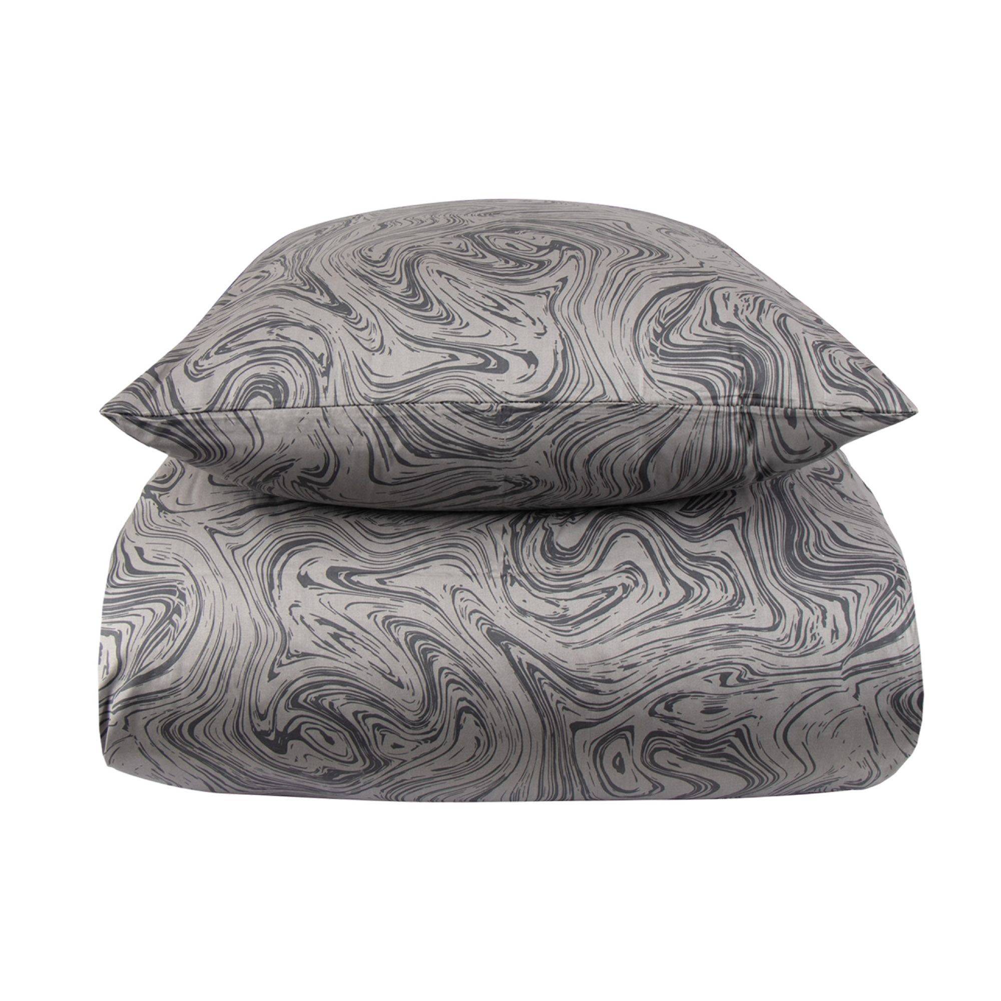 Sengetøj - Bomuldssatin - Gråt marble print