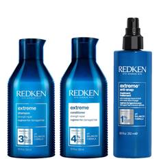 Redken Extreme Shampoo, Conditioner and Anti-Snap Leave-in Treatment Strength Repair Bundle for Damaged Hair