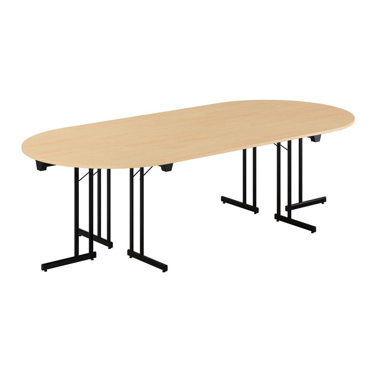 Konferencebord - 260x120cm - Sammenklappeligt bord - Bøg-sort.