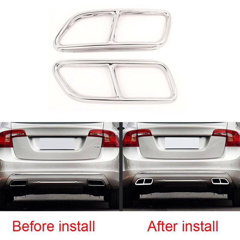 Bil Rostfritt stål Bakre Avgasrör Ändrör Kåpa Trim För VOLVO S60 S90 XC60 XC90 V60 S60L S90L Biltillbehör gray