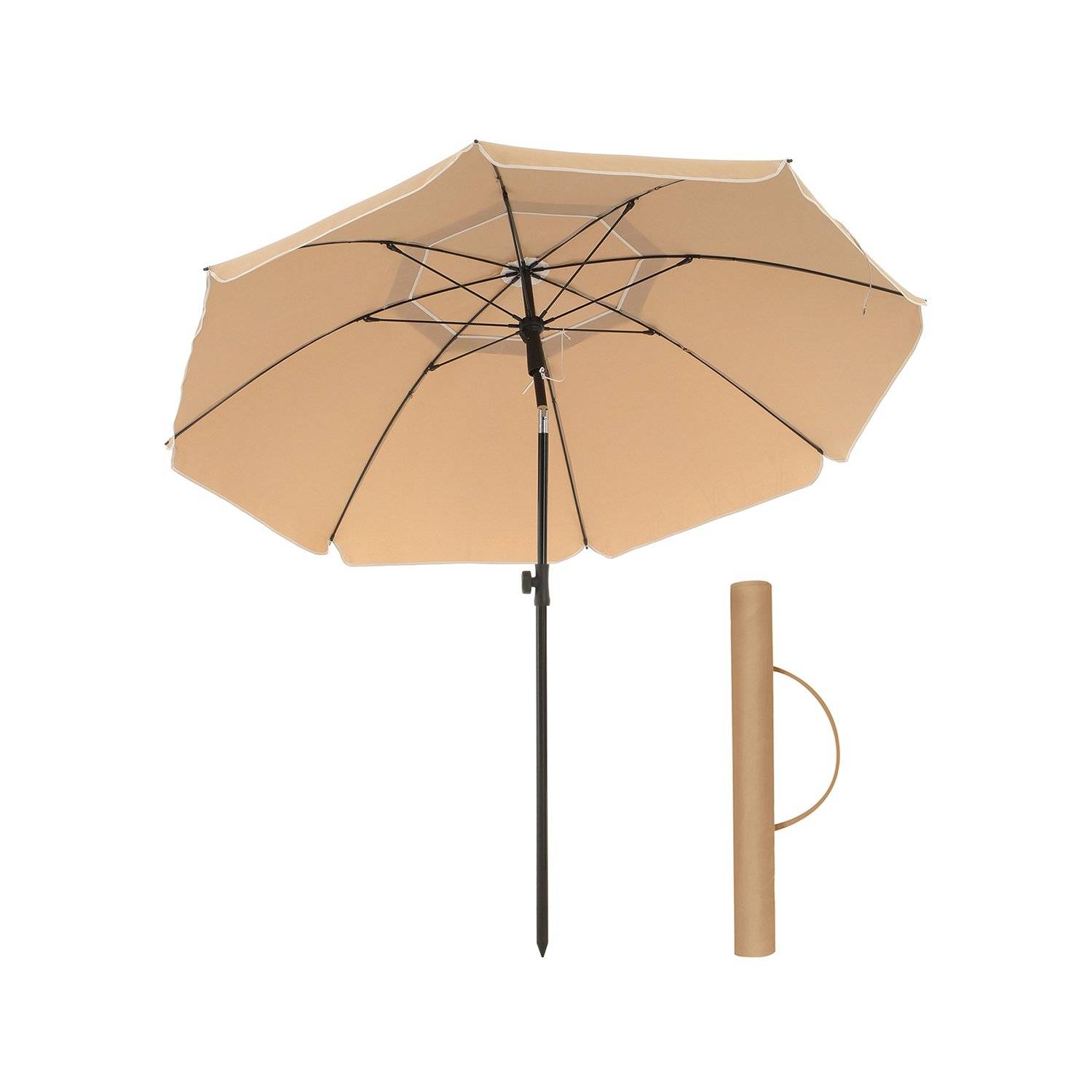 1,6 m Parasol, Strandparasol, UPF 50+, Solbeskyttelse, Bærbar Taupe.