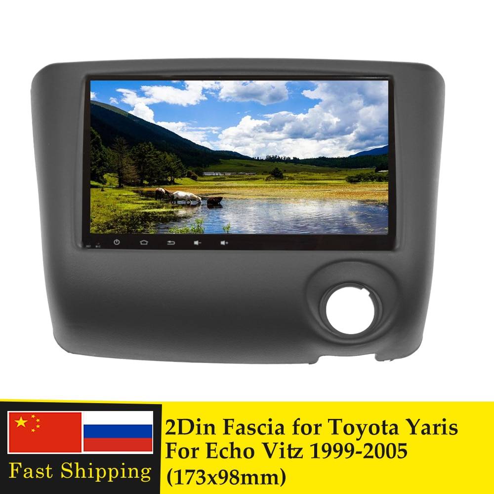 2 din bilradio facia för toyota yaris för echo vitz 1999 2000 2005 dvd stereo cd panel dash kit trim fascia front plate console