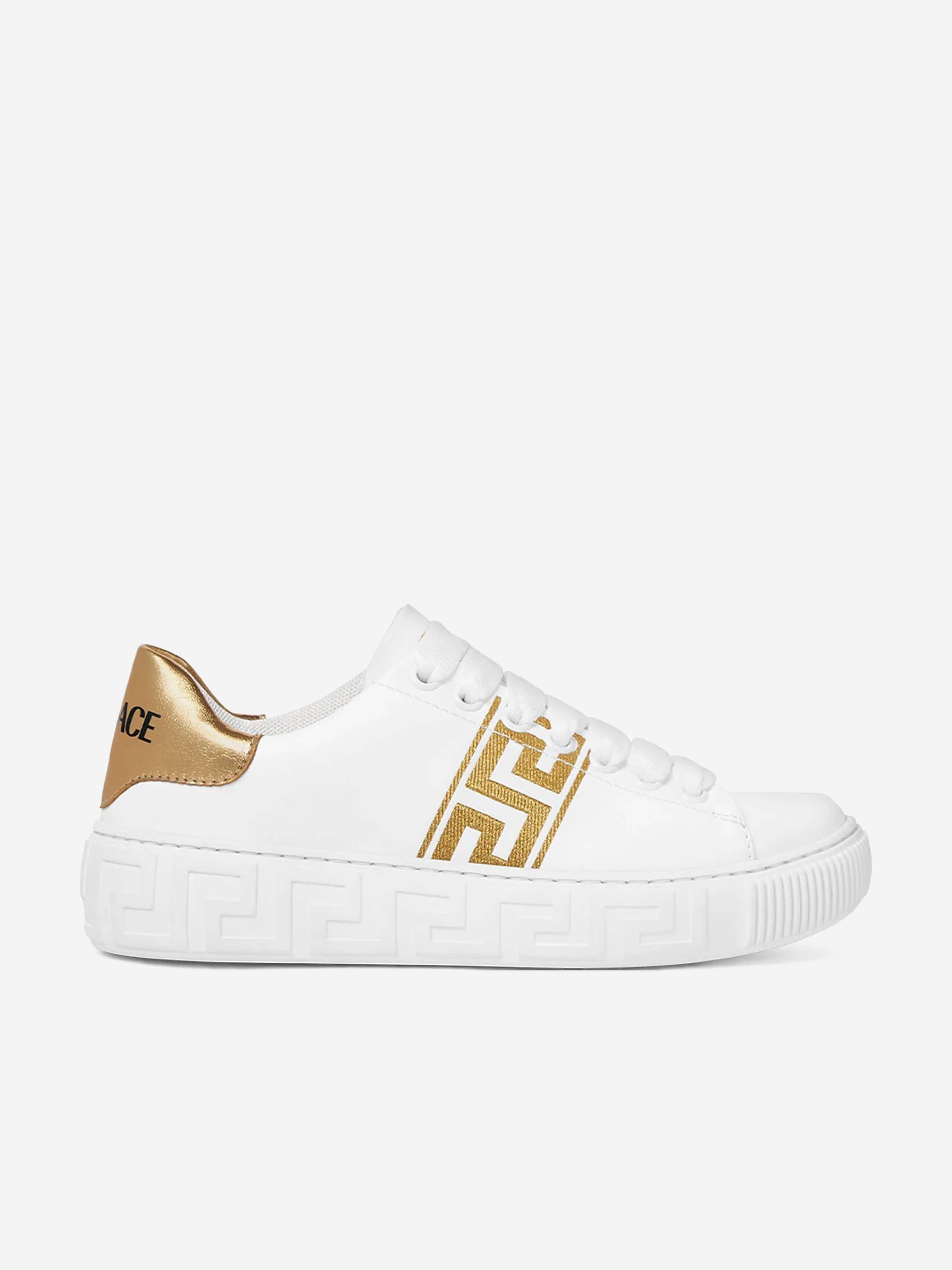 Versace Kids La Greca Low Top Trainers in White - White / EU 34 UK 2