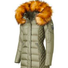 Rock and Blue Beam mid army vinterjakke med natur faux fur
